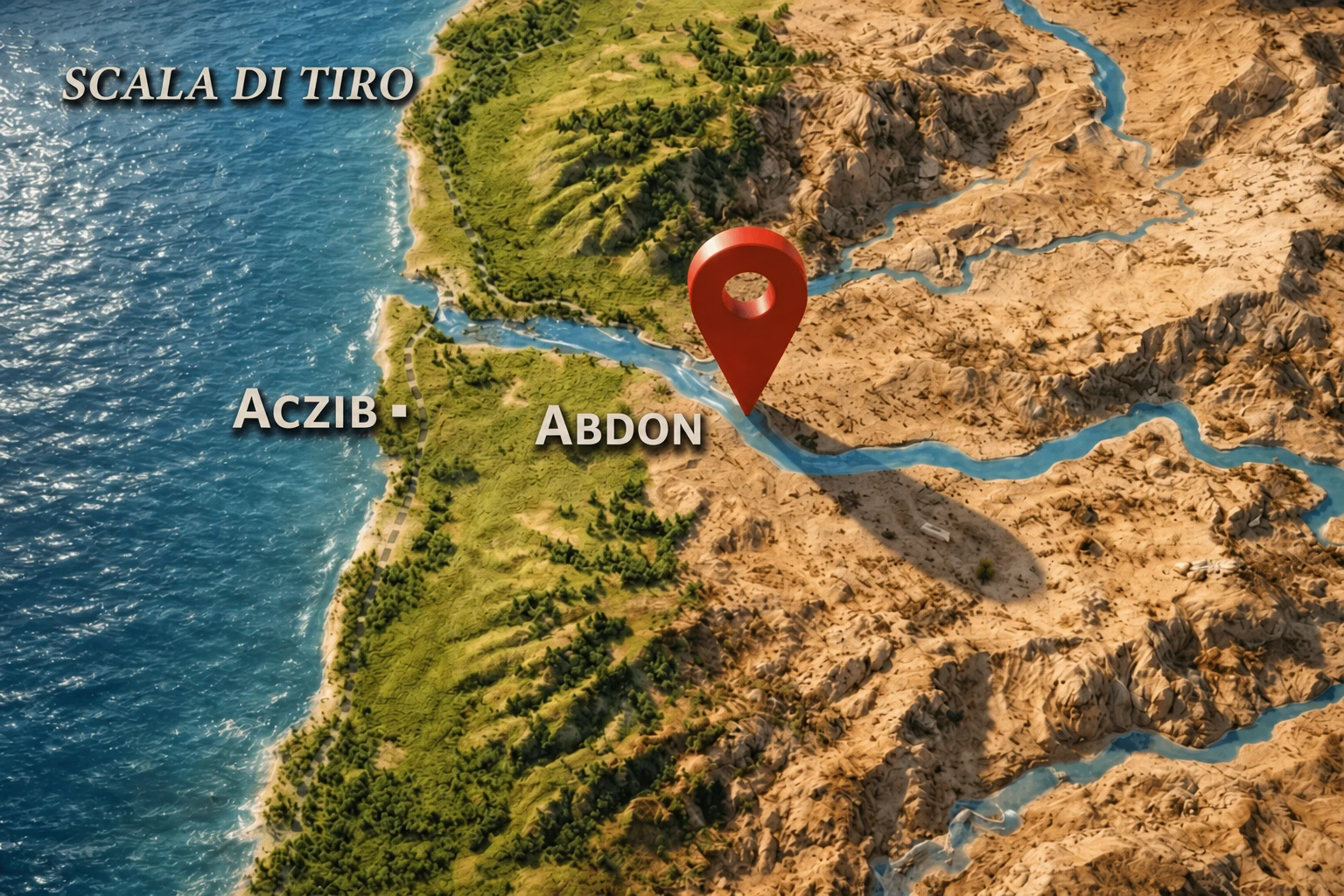 Mappa 3D — Scala di Tiro, Aczib e Abdon